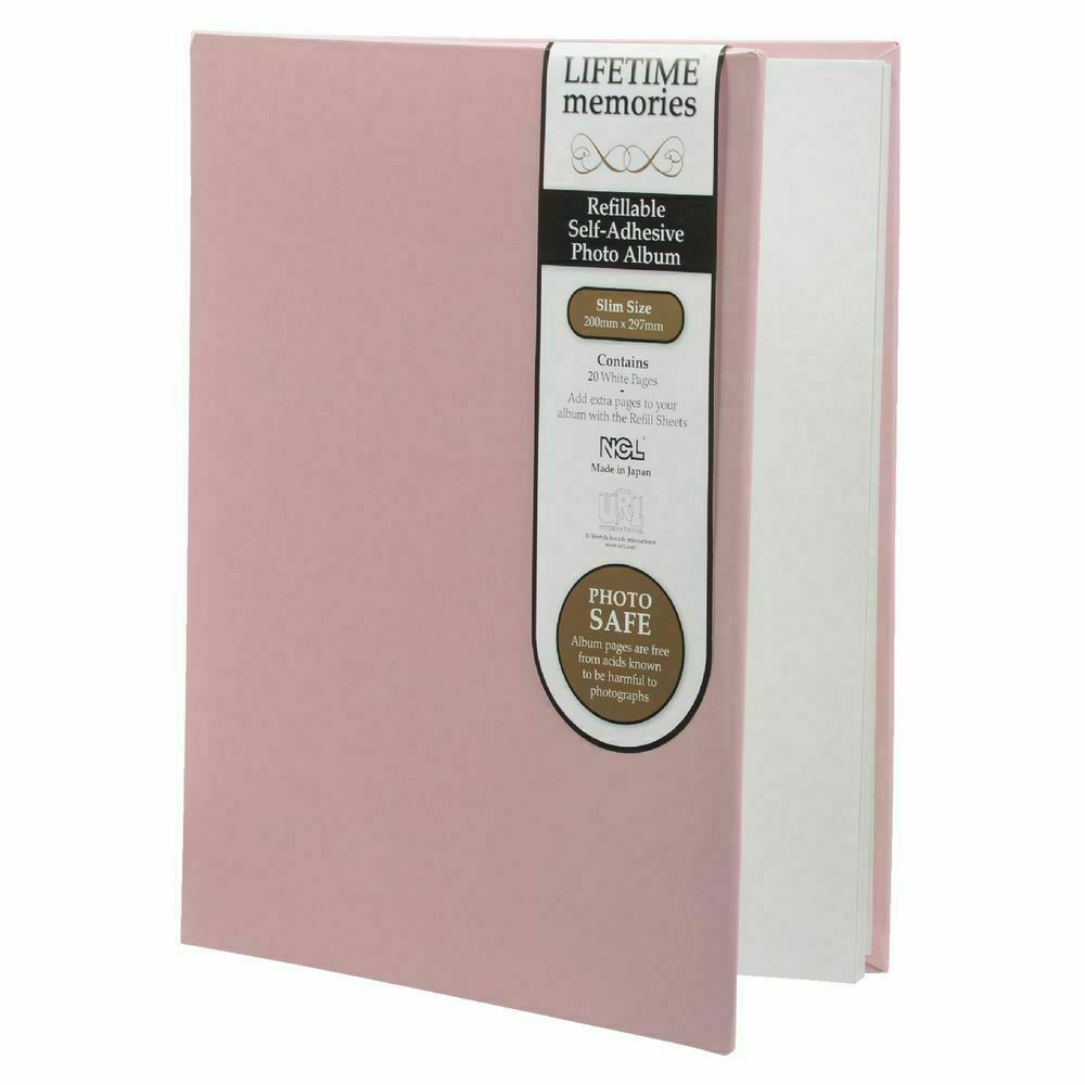 NCL Self Adhesive Slim Pink Refillable Album White Pages Photo Album