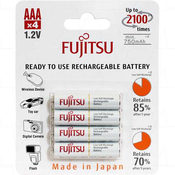 Fujitsu AAA 700mAh NiMH Rechargeable Battery 4 Pack