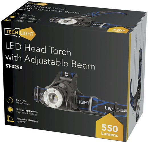 Cree XML 550 Lumen Head torch with adjustable beam