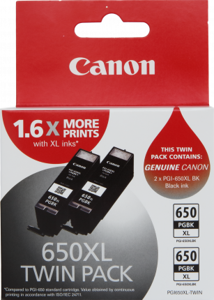 Canon PGBK650XL High Yield Black Ink Cartridge Twin Pack