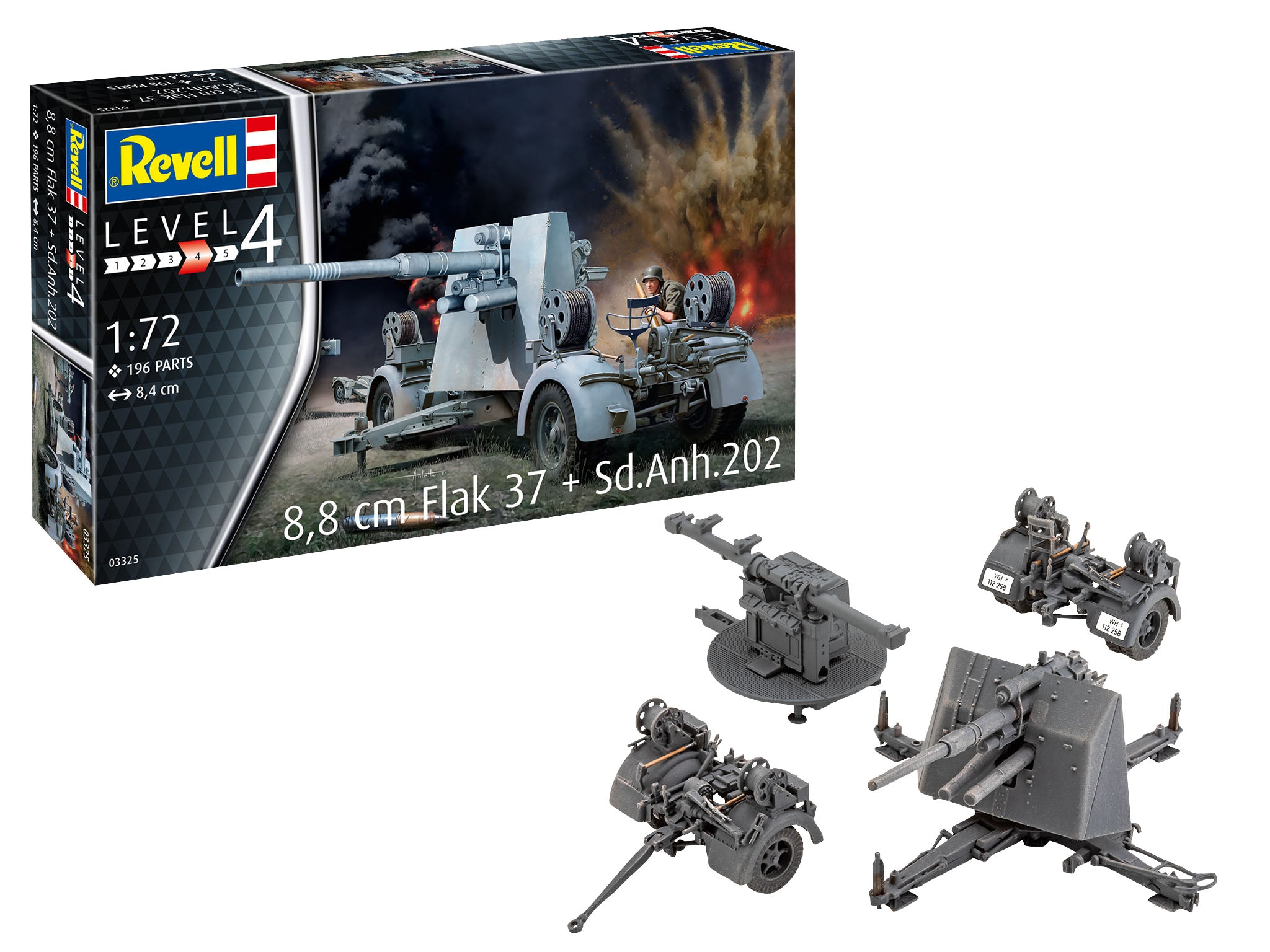 REVELL 88mm FLAK 37 + SD.ANH.202 1:72 SCALE 03325