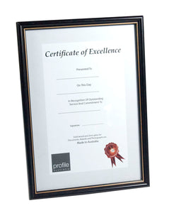 Black Gold A4 Certificate Frame