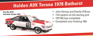 Classic Carlectables Holden A9X Torana 19th Place 1978 Bathurst 1:18 Scale 18742