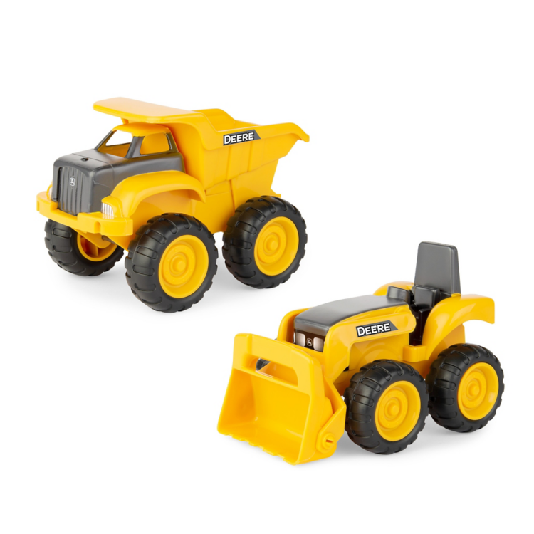 John Deere 6" Construction Vehicle Toys 2-pack; Dump Truck & Tractor with Loader