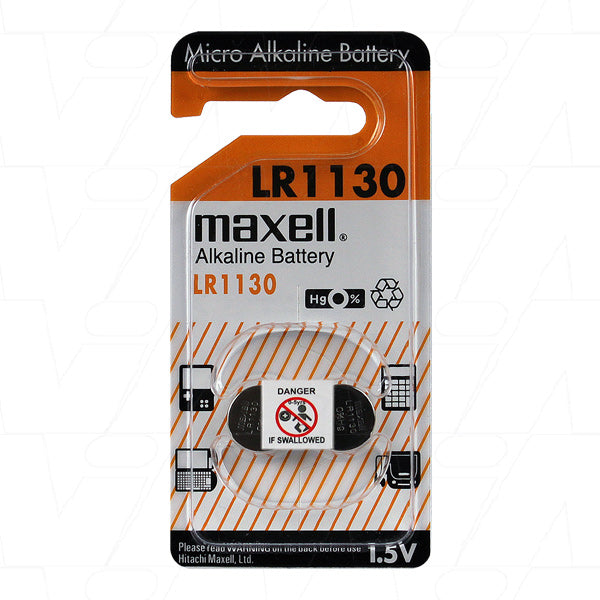 Maxell LR1130 LR54 Alkaline 1.5V Button Battery 2Pack