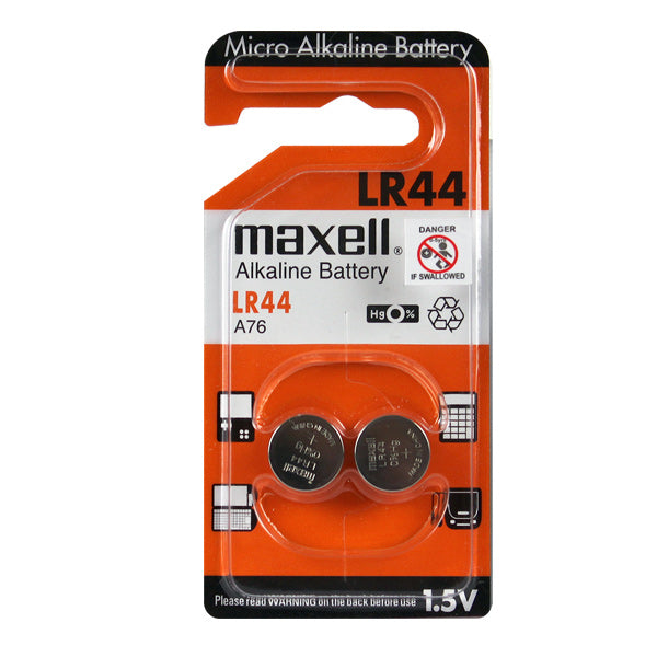 Maxell LR44 A76 Alkaline 1.5V Button Battery 2Pack