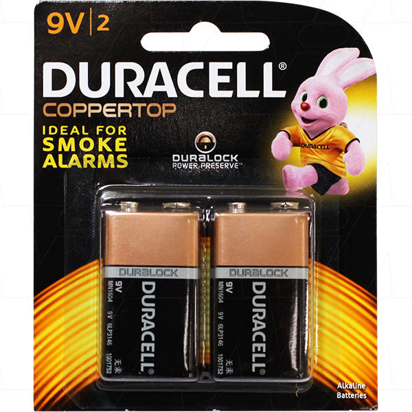 Duracell Coppertop 9V Alkaline Battery 2 Pack