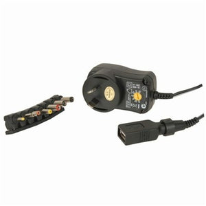 3-12V DC 18W Power Supply 7DC Plugs and USB Outlet