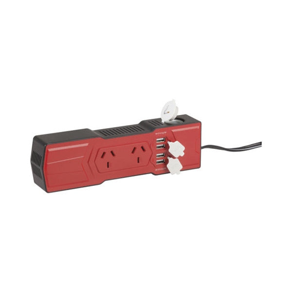 POWERTECH 200W Powerboard Inverter with 4 X 4.2A USB Outlets and Cigarette lighter socket